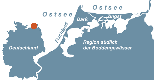 Karte Region Fischland-Darß-Zingst und Bodden